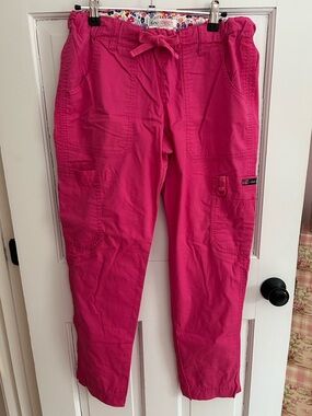 koi Stretch Pink Cargo Scrub Pants